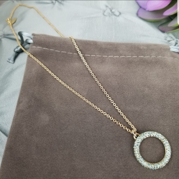 Coach, Blue Pave, Circle Pendant, Necklace - Picture 2 of 6